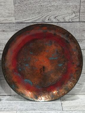 Vtg. Enamel On Copper Dish